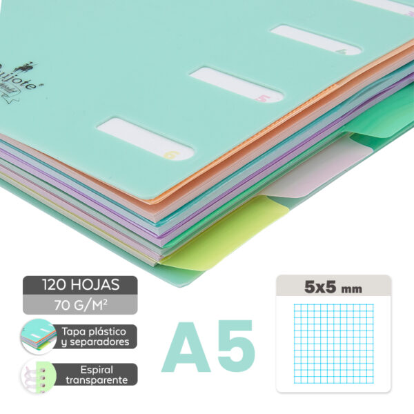 cuaderno A5 colores pastel